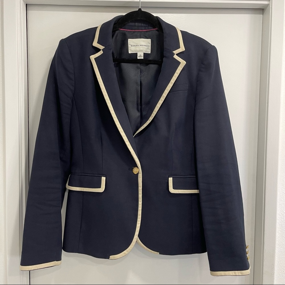 Banana Republic Navy Blazer with Cream Trim